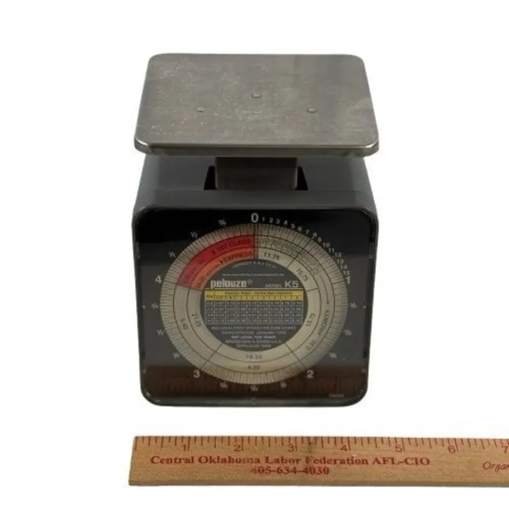 Pelouze Model K5 Tabletop Mechanical Postal Scale Capacity 1/2 oz to 5 lb Works